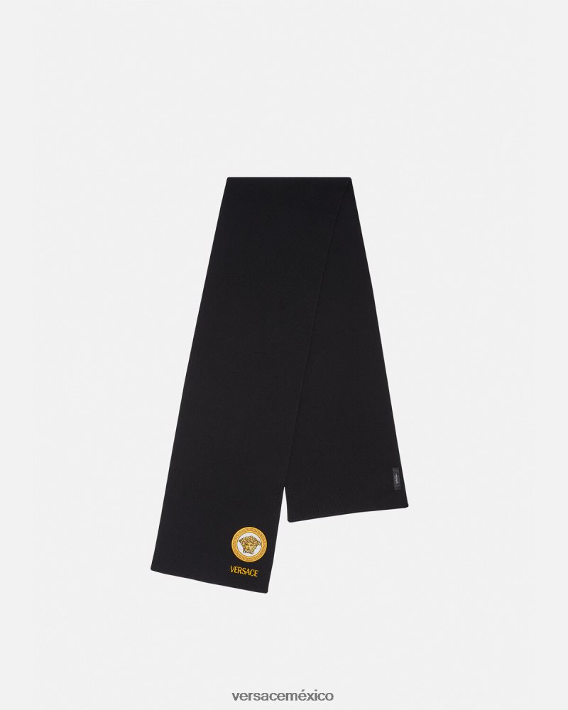 Versace bufanda de punto con logo de Medusa negro accesorios mujer 84626J927