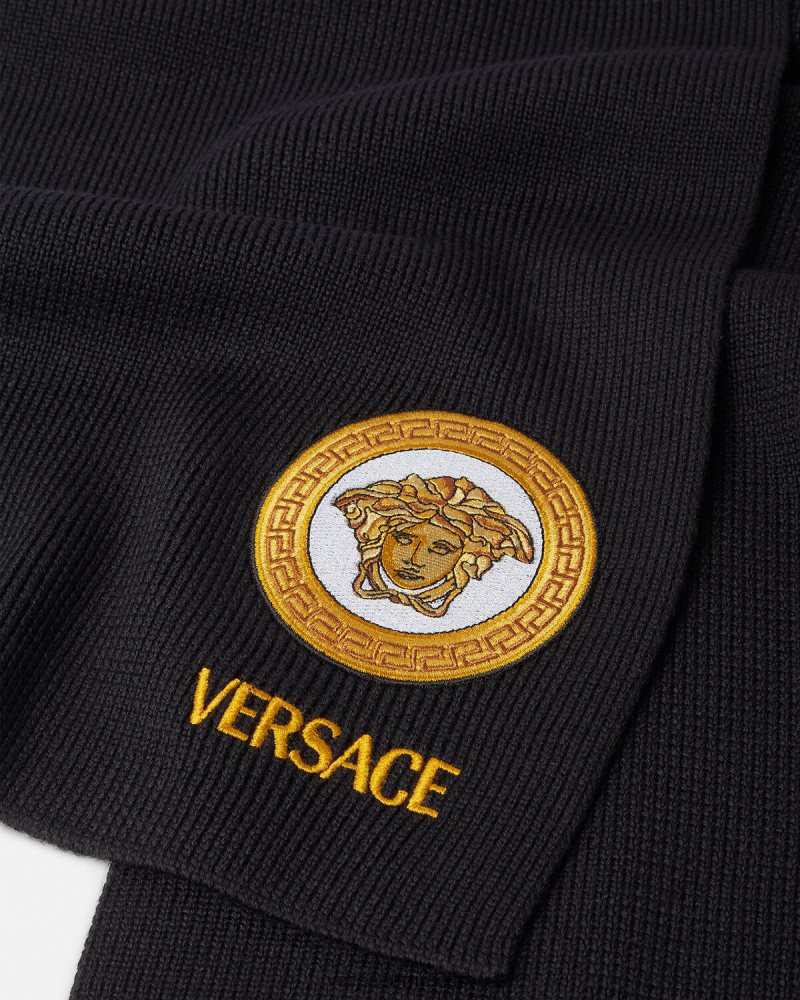 Versace bufanda de punto con logo de Medusa negro accesorios mujer 84626J927