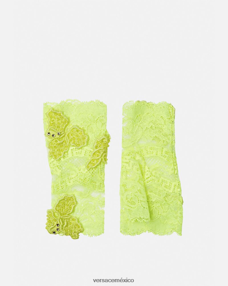 Versace guantes sin dedos con encaje bordado cal accesorios mujer 84626J914