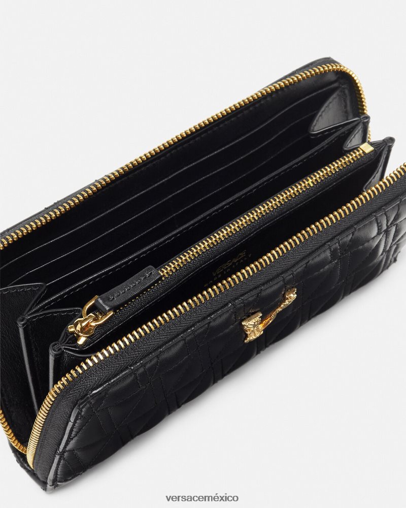 Versace billetera continental virtus negro accesorios mujer 84626J576