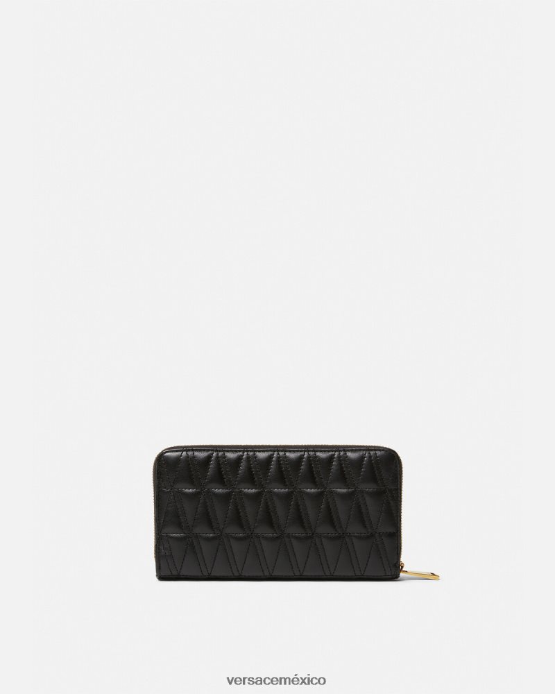 Versace billetera continental virtus negro accesorios mujer 84626J576