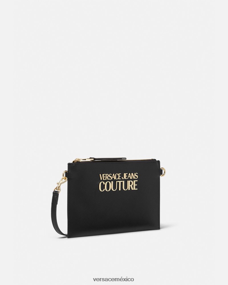 Versace bolsa con cierre del logo negro accesorios mujer 84626J2321