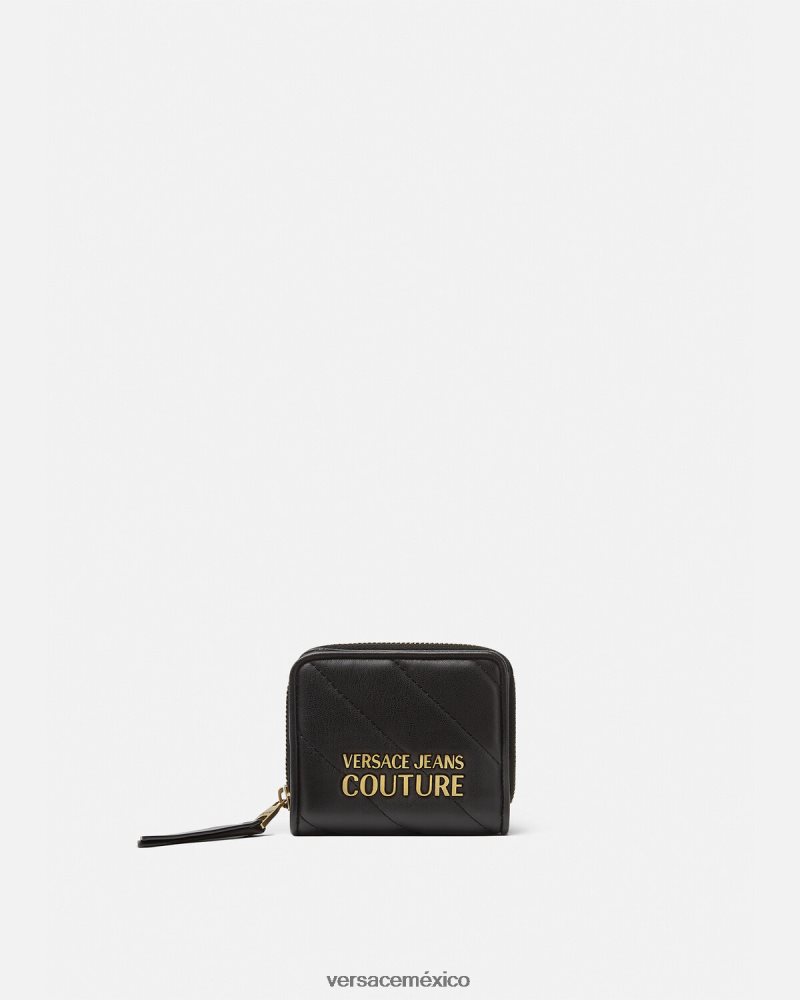 Versace cartera acolchada thelma con cremallera negro accesorios mujer 84626J2349