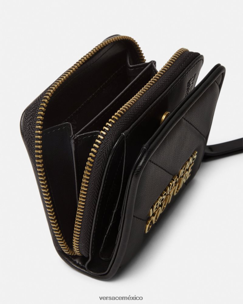 Versace cartera acolchada thelma con cremallera negro accesorios mujer 84626J2349