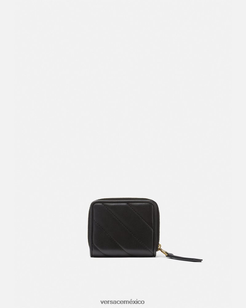 Versace cartera acolchada thelma con cremallera negro accesorios mujer 84626J2349