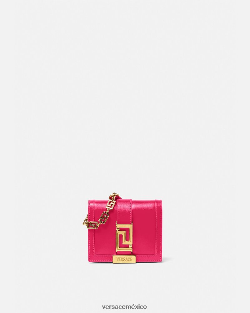Versace cartera con cadena de diosa Greca rosa accesorios mujer 84626J564