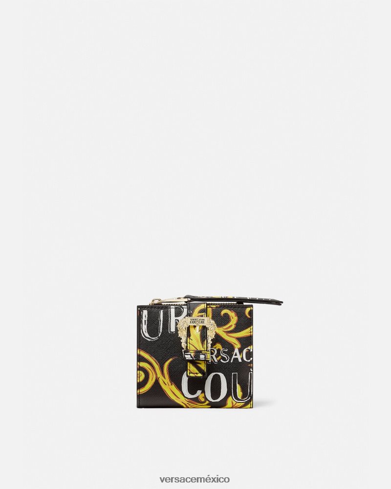 Versace cartera con logo couture1 oro negro accesorios mujer 84626J2343