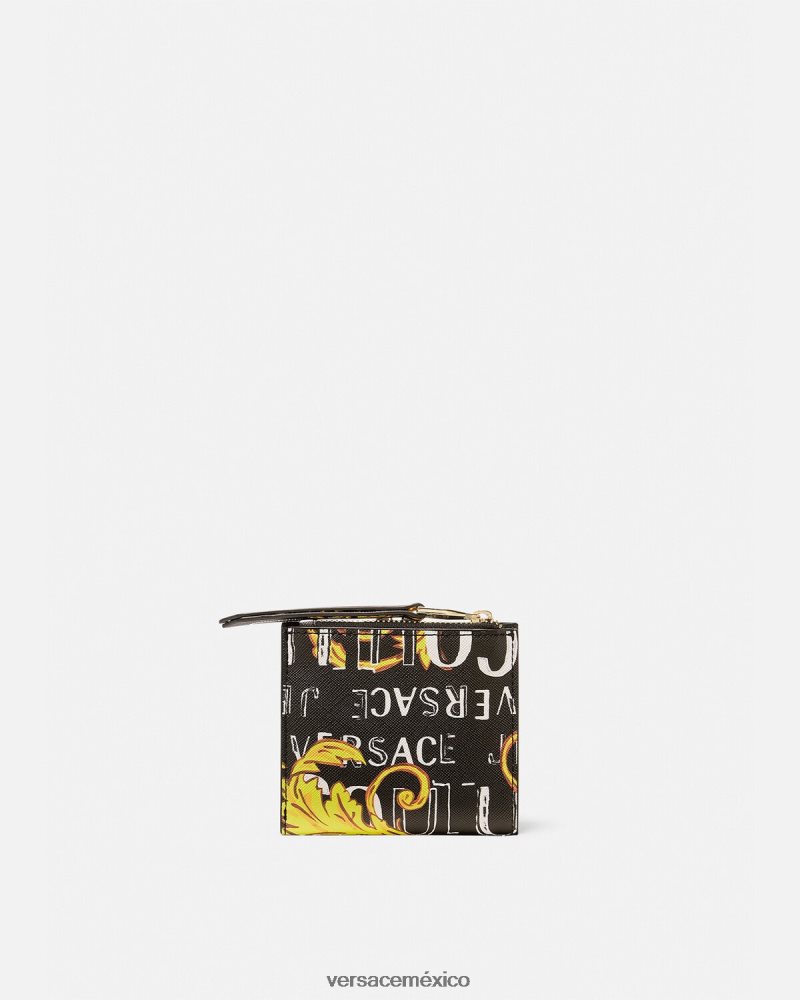 Versace cartera con logo couture1 oro negro accesorios mujer 84626J2343