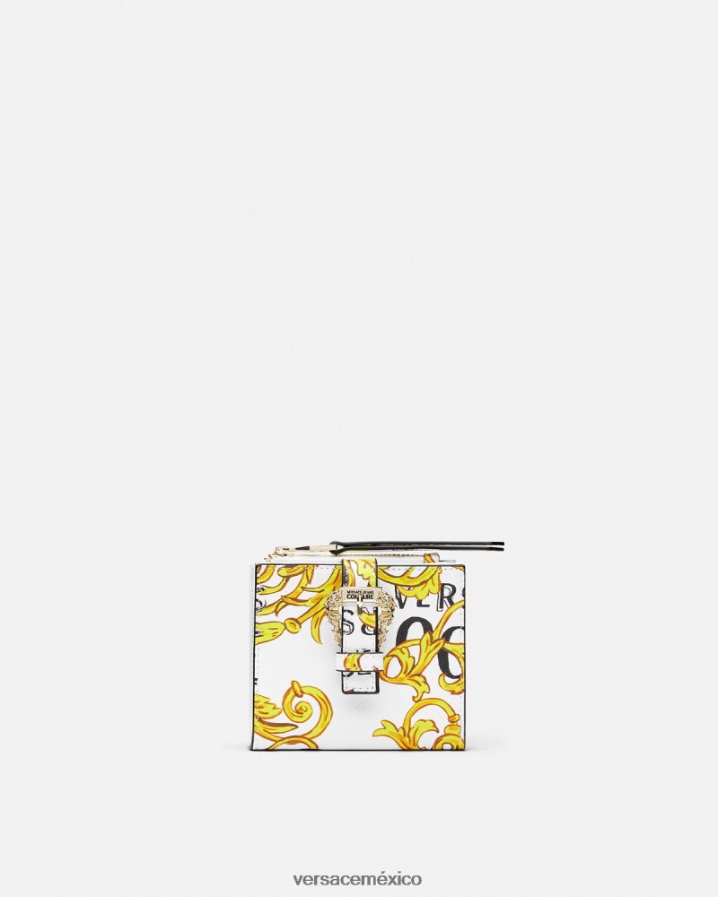 Versace cartera con logo couture1 oro y blanco accesorios mujer 84626J2344