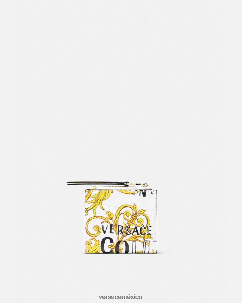 Versace cartera con logo couture1 oro y blanco accesorios mujer 84626J2344