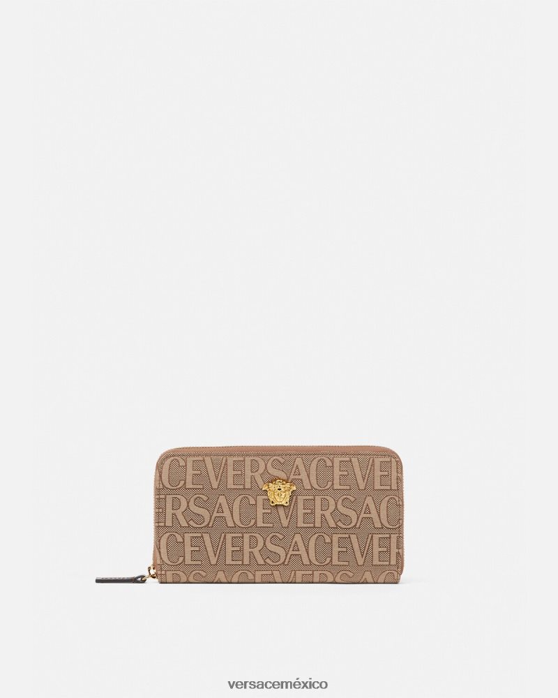 Versace cartera larga con la medusa en toda la prenda marrón accesorios mujer 84626J566