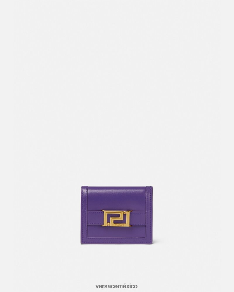 Versace cartera plegable con Greca Diosa Violeta accesorios mujer 84626J578