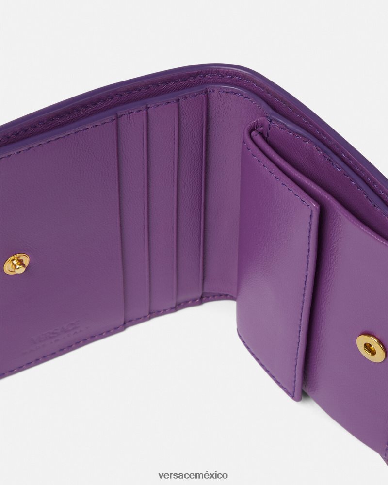 Versace cartera plegable con Greca Diosa Violeta accesorios mujer 84626J578