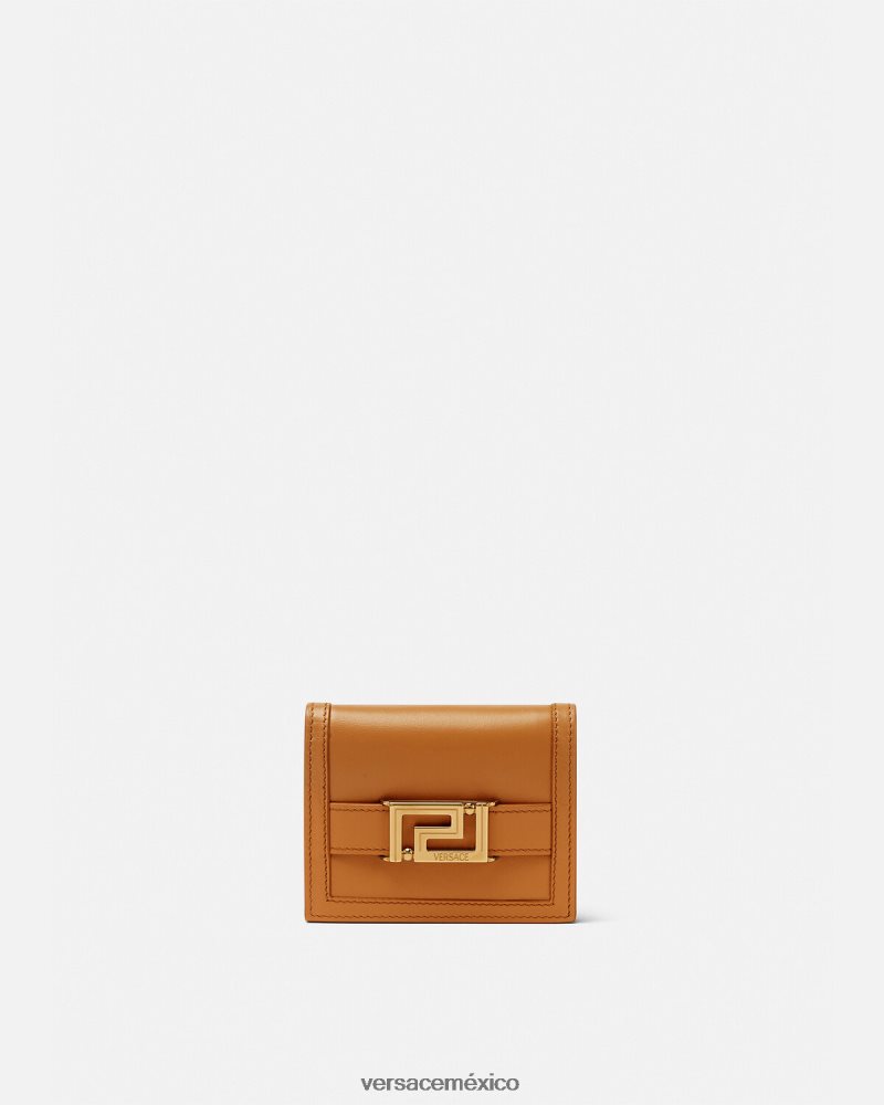 Versace cartera plegable con Greca Diosa caramelo accesorios mujer 84626J555