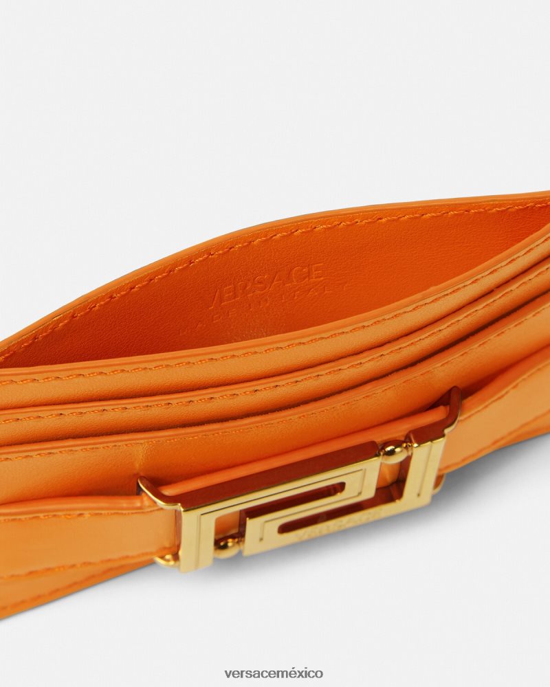 Versace tarjetero con diosa Greca naranja accesorios mujer 84626J557