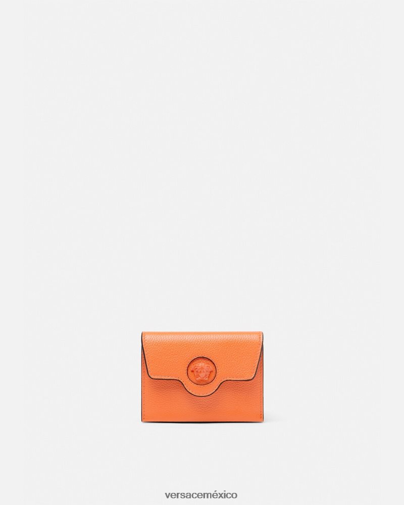 Versace tarjetero con medusa naranja accesorios mujer 84626J581