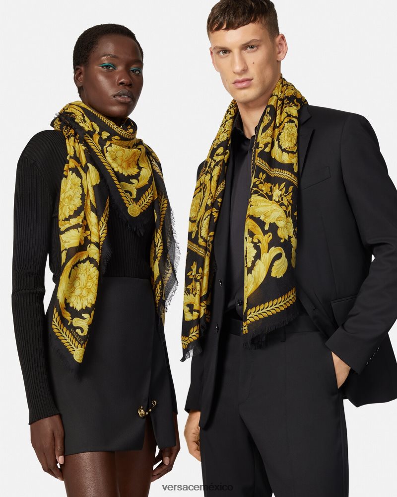 Versace chal barroco en mezcla de cachemir imprimir accesorios mujer 84626J900