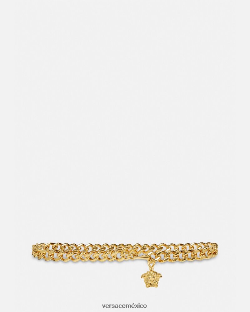 Versace cinturón con cadena de medusa oro accesorios mujer 84626J544