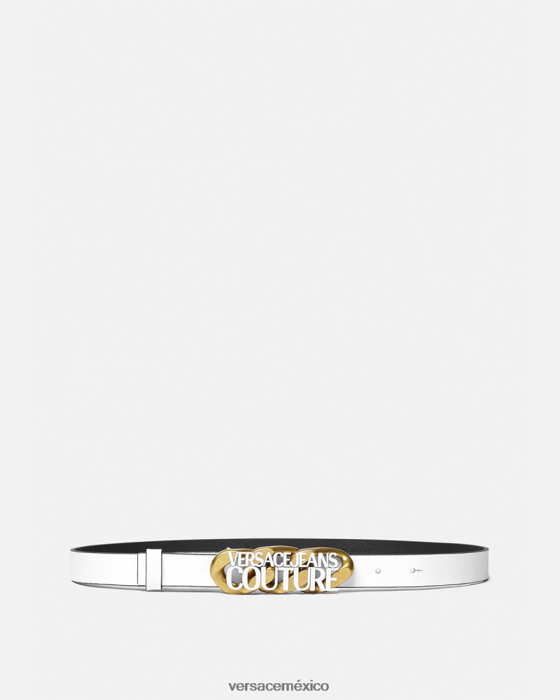 Versace cinturón con cadena y logo blanco accesorios mujer 84626J2329