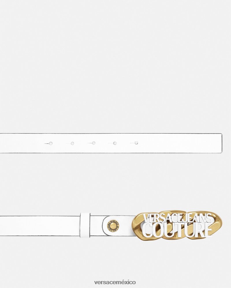 Versace cinturón con cadena y logo blanco accesorios mujer 84626J2329