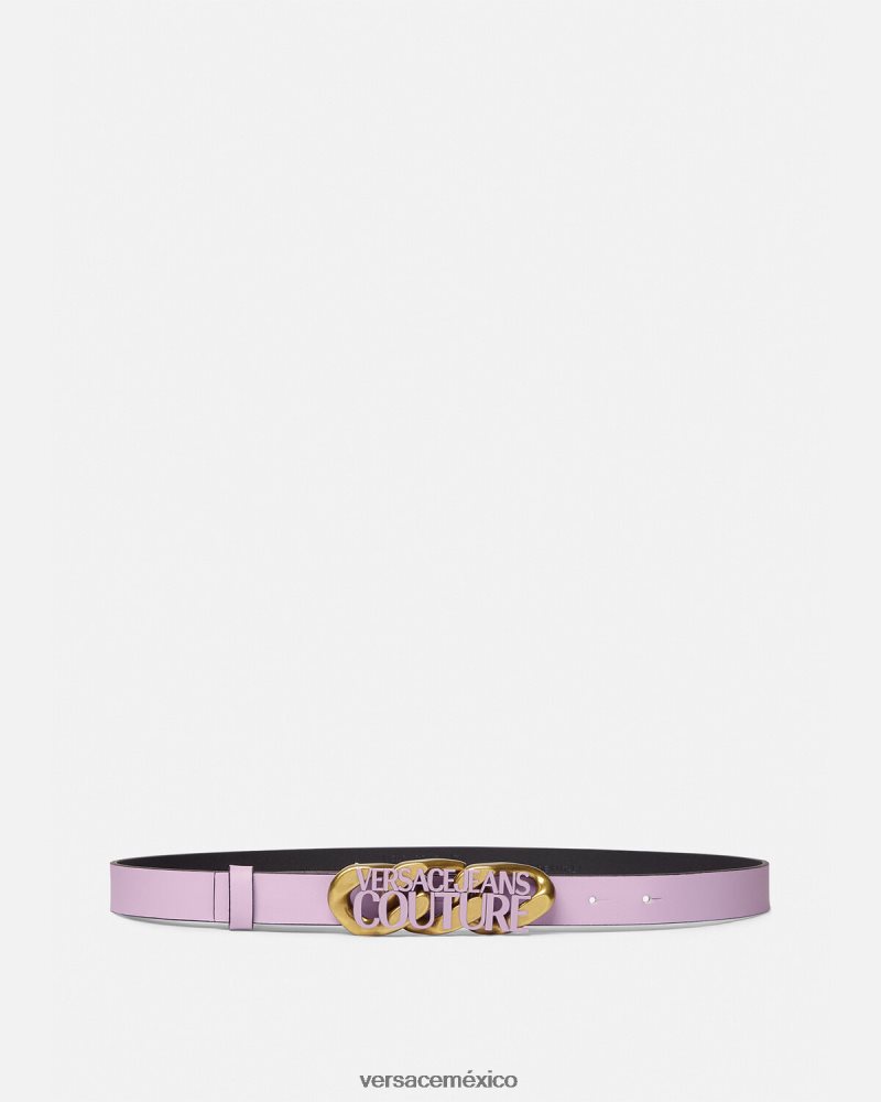 Versace cinturón con cadena y logo lila accesorios mujer 84626J2354