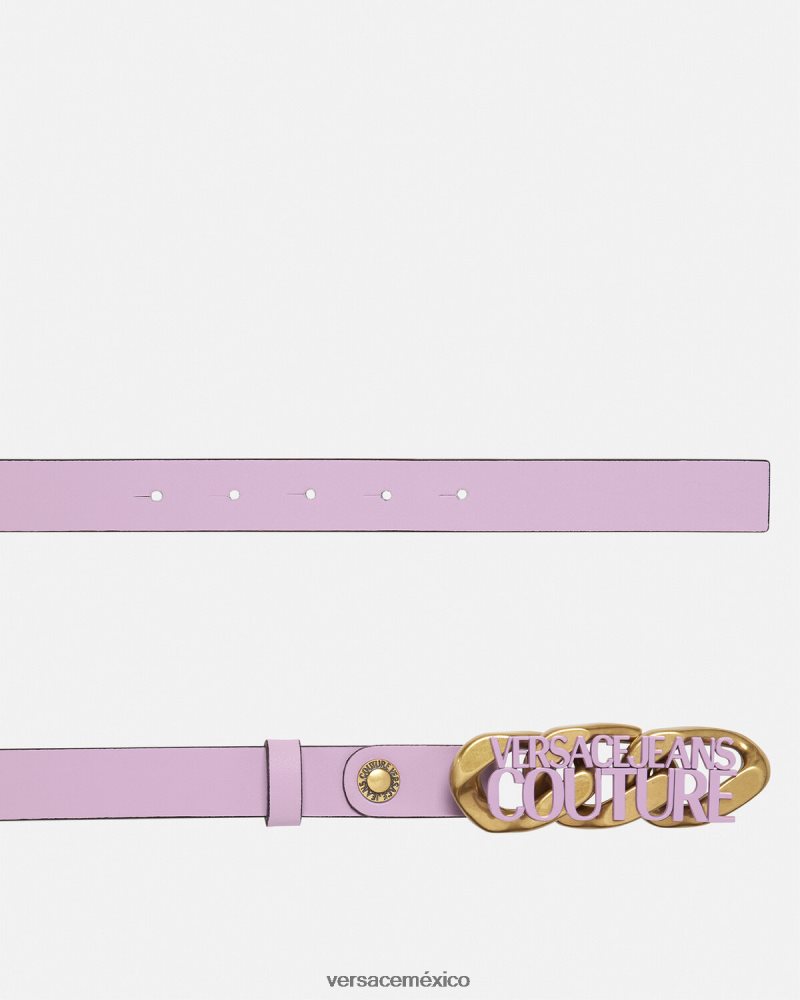 Versace cinturón con cadena y logo lila accesorios mujer 84626J2354