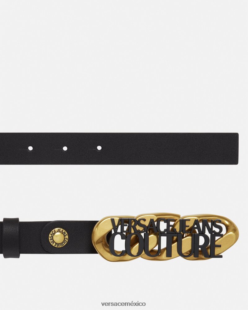 Versace cinturón con cadena y logo negro accesorios mujer 84626J2328