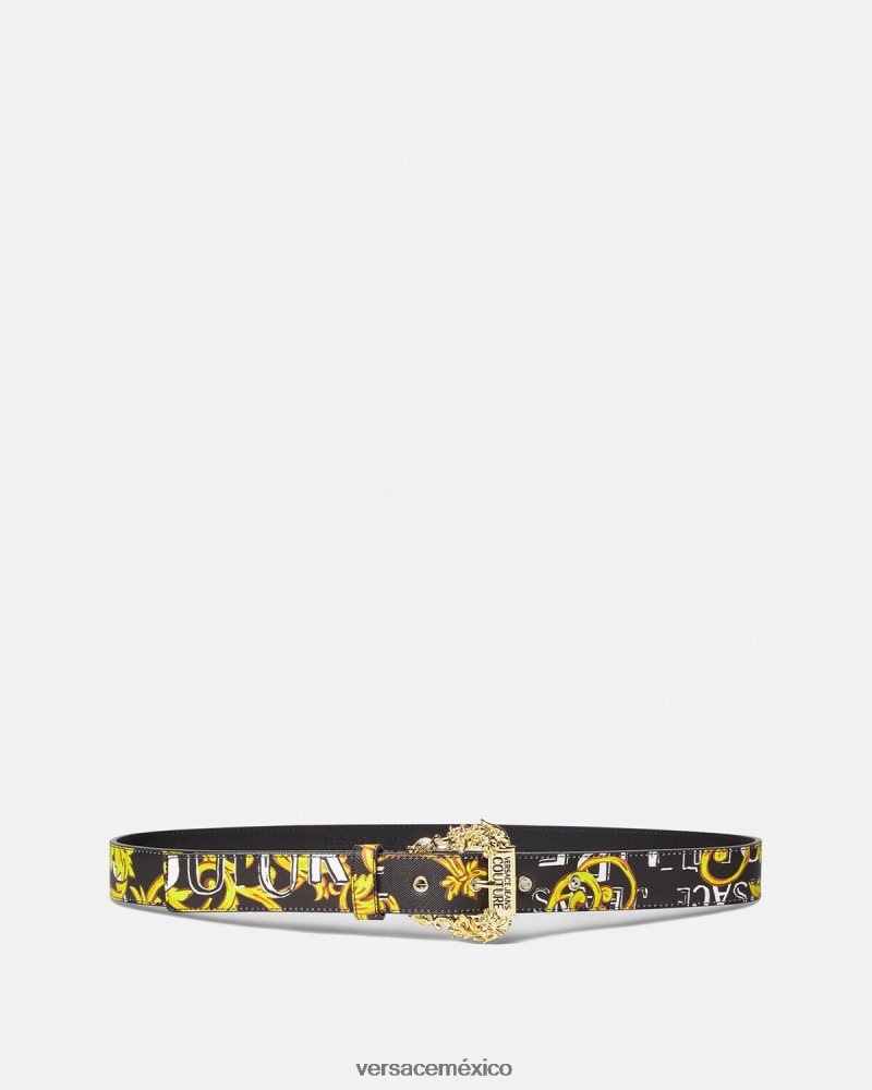 Versace cinturón con logo de alta costura1 oro negro accesorios mujer 84626J2351
