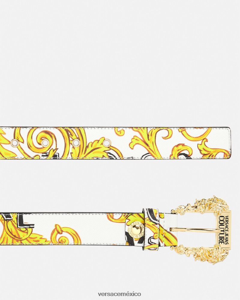 Versace cinturón con logo de alta costura1 oro y blanco accesorios mujer 84626J2352