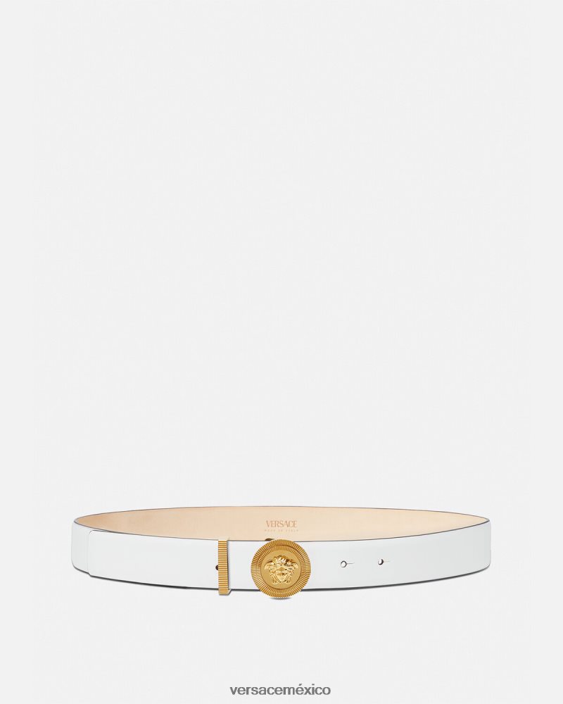 Versace cinturón de cuero con medusa biggie blanco accesorios mujer 84626J532
