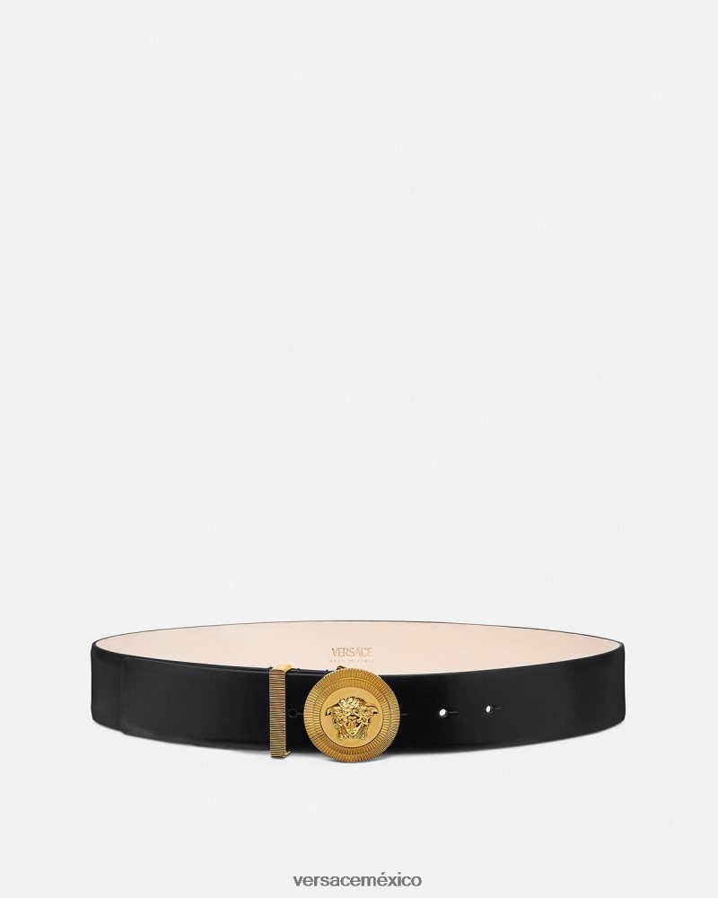 Versace cinturón de cuero con medusa biggie negro accesorios mujer 84626J530