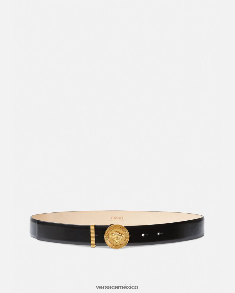 Versace cinturón de cuero con medusa biggie negro accesorios mujer 84626J531
