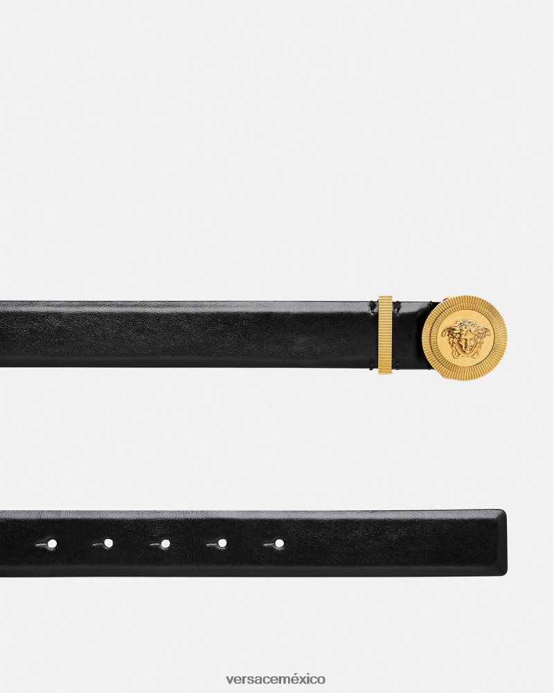 Versace cinturón de cuero con medusa biggie negro accesorios mujer 84626J531