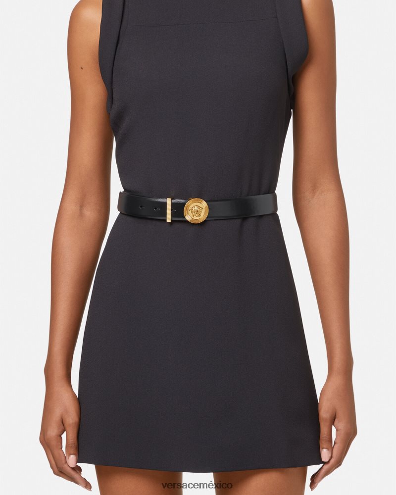 Versace cinturón de cuero con medusa biggie negro accesorios mujer 84626J531