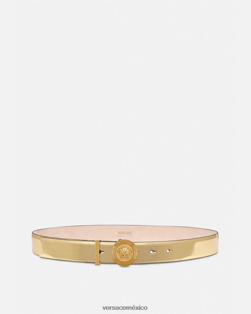 Versace cinturón de cuero con medusa biggie oro accesorios mujer 84626J529