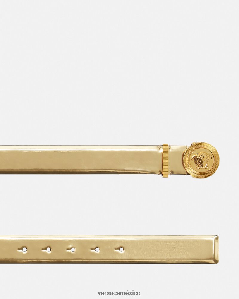 Versace cinturón de cuero con medusa biggie oro accesorios mujer 84626J529
