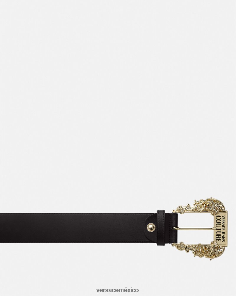 Versace cinturón de cuero couture1 negro accesorios mujer 84626J2341