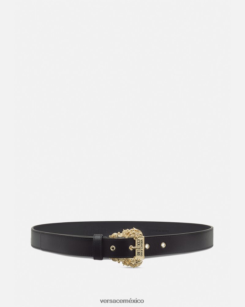 Versace cinturón de cuero couture1 negro accesorios mujer 84626J2342