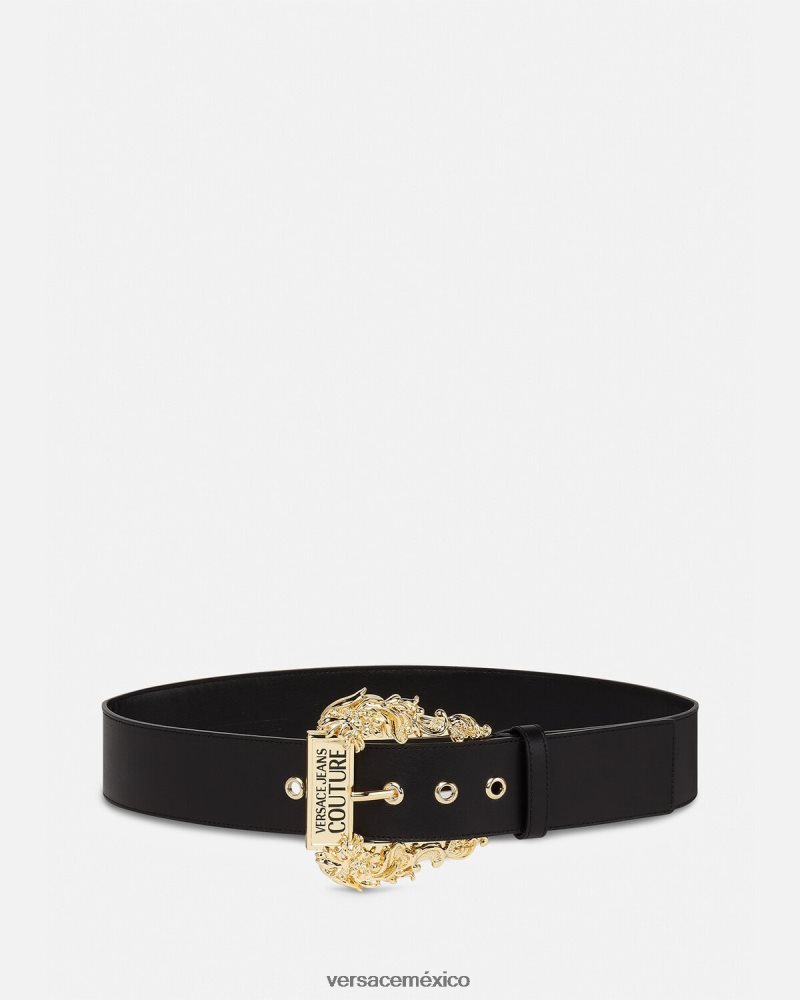 Versace cinturón de cuero couture1 negro accesorios mujer 84626J2353