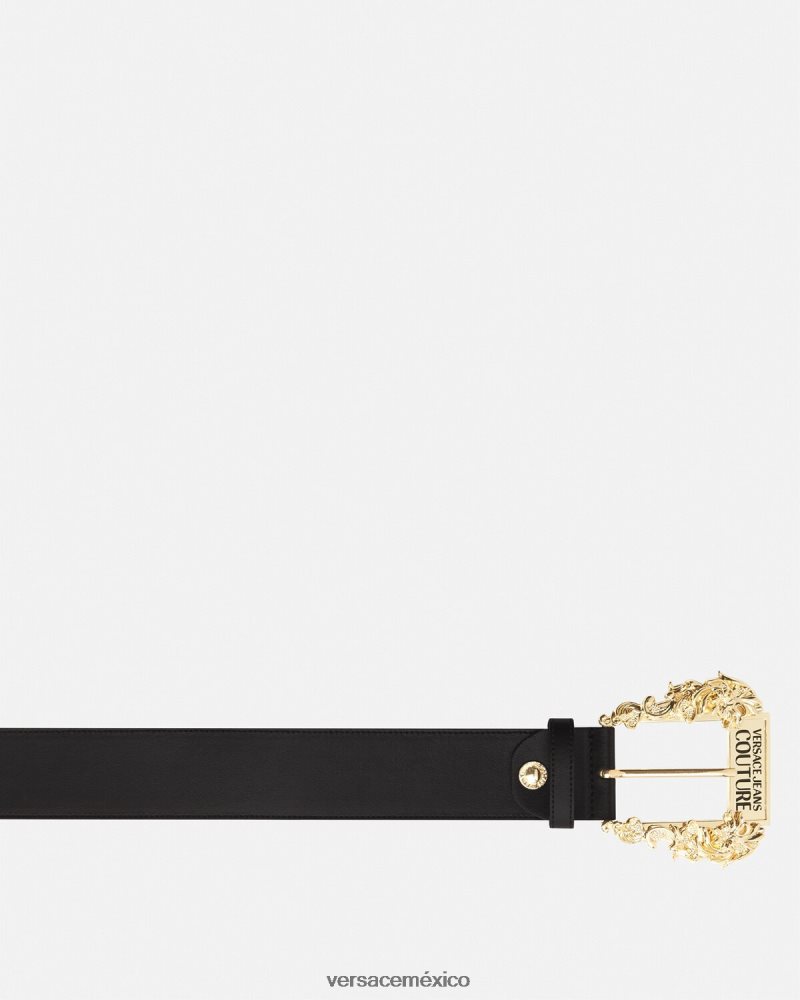 Versace cinturón de cuero couture1 negro accesorios mujer 84626J2353