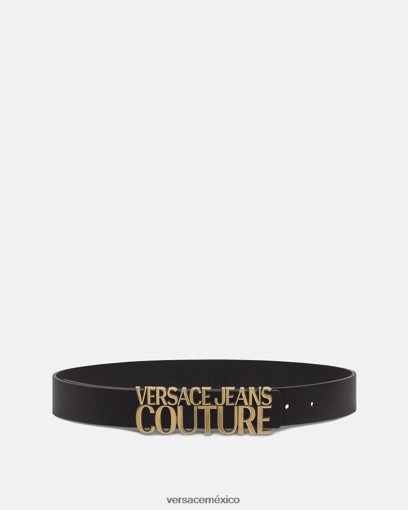 Versace cinturón de piel con logo negro accesorios mujer 84626J2339