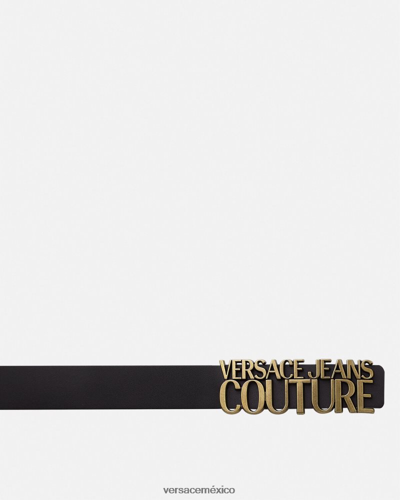 Versace cinturón de piel con logo negro accesorios mujer 84626J2339