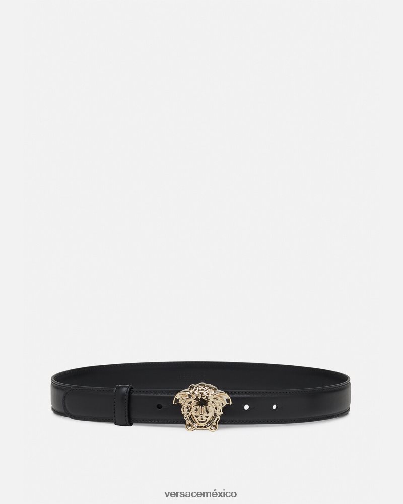 Versace cinturón de piel de medusa negro accesorios mujer 84626J525