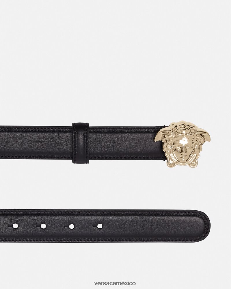 Versace cinturón de piel de medusa negro accesorios mujer 84626J525