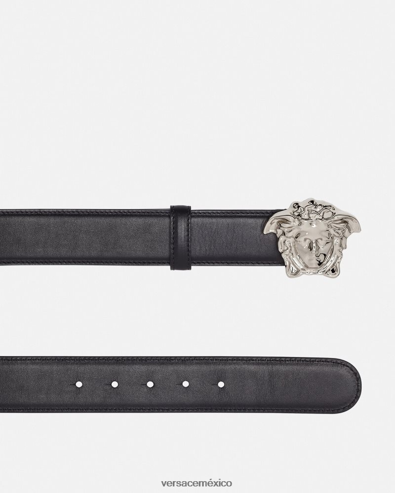 Versace cinturón de piel de medusa negro accesorios mujer 84626J526