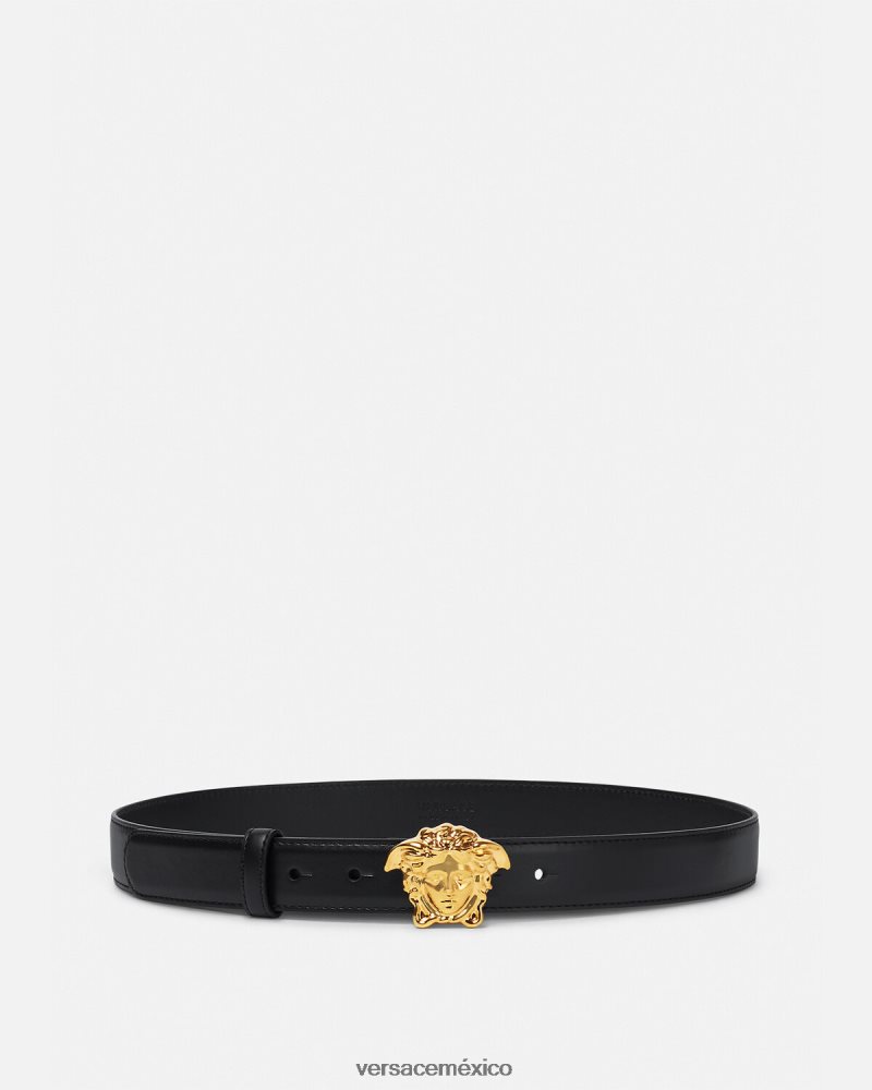 Versace cinturón de piel de medusa negro accesorios mujer 84626J528