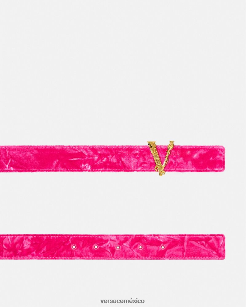 Versace cinturón de terciopelo virtus rosa accesorios mujer 84626J552