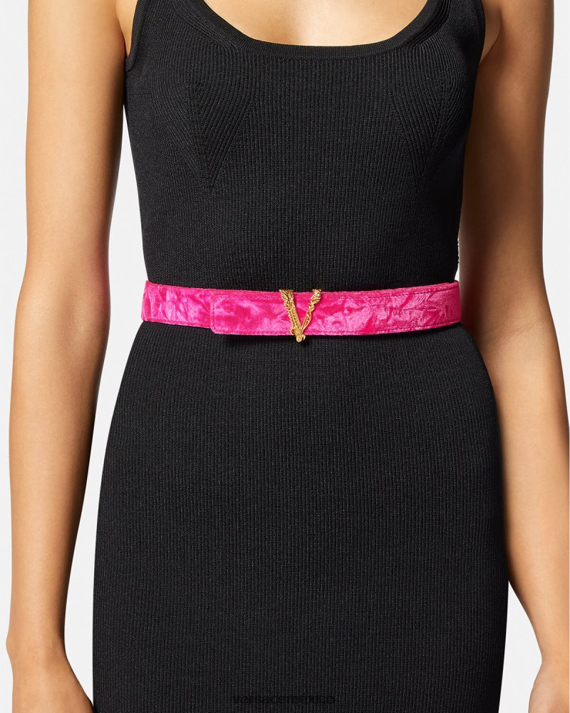 Versace cinturón de terciopelo virtus rosa accesorios mujer 84626J552