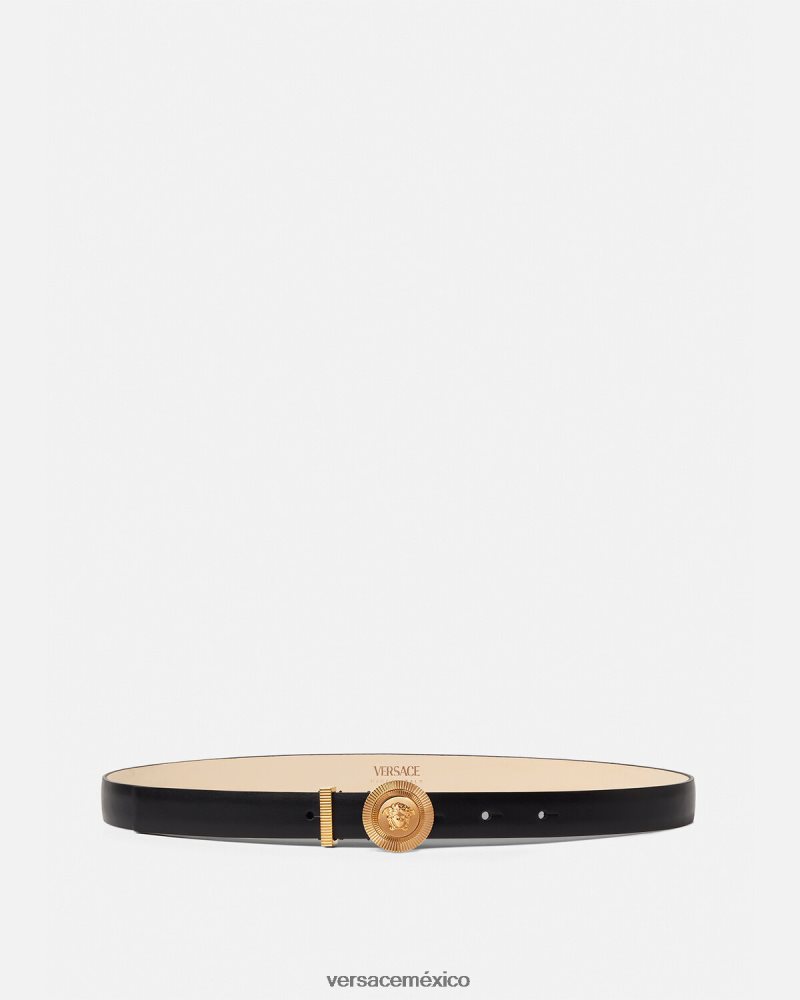 Versace cinturón fino de piel con Medusa Biggie negro accesorios mujer 84626J533