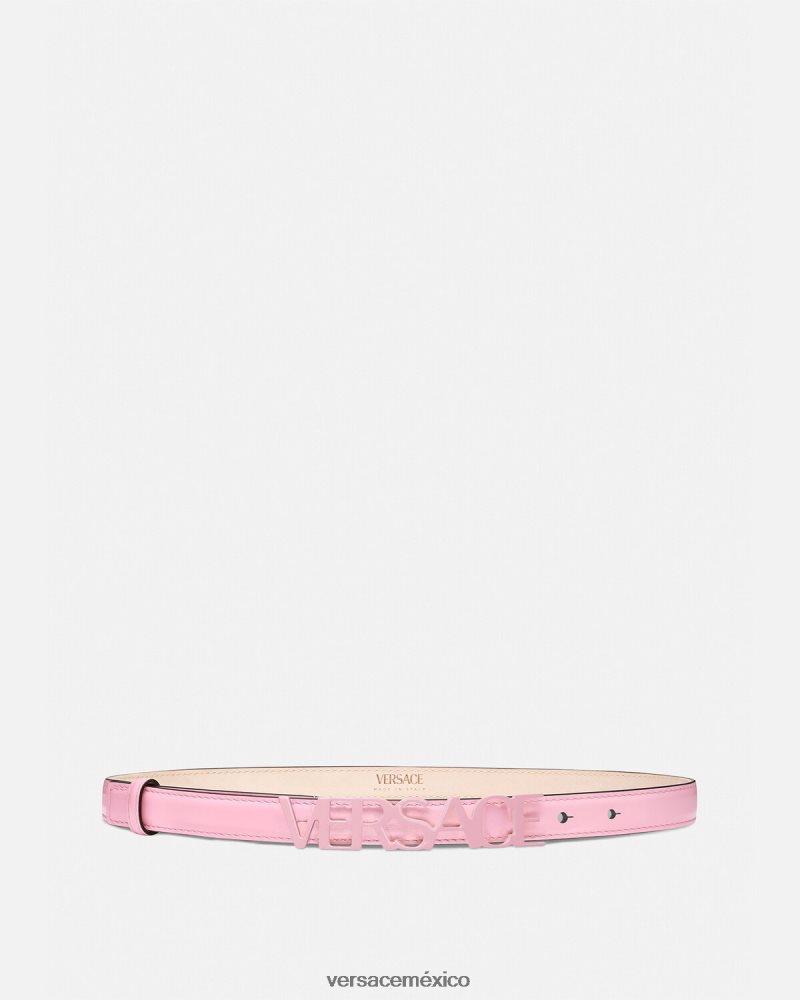Versace cinturón fino de piel con logo rosa accesorios mujer 84626J550